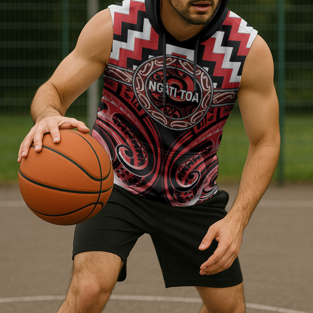 Aotearoa Ngati Toa Personalised Sleeveless Hoodie Maori Iwi Poutama Puhoro Tattoo LT14 - Polynesian Pride