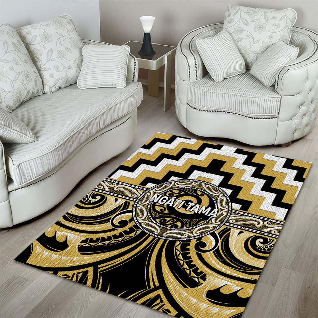 Aotearoa Ngati Tama Area Rug Maori Iwi Poutama Puhoro Tattoo LT14 - Polynesian Pride