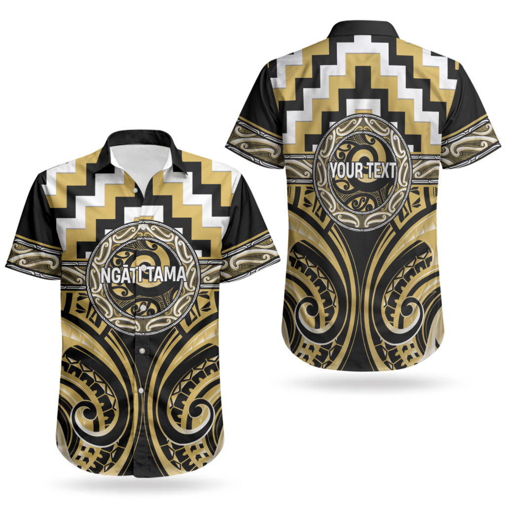 Aotearoa Ngati Tama Personalised Couples Matching Puletasi and Hawaiian Shirt Maori Iwi Poutama Puhoro Tattoo LT14 - Polynesian Pride