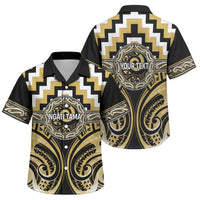 Aotearoa Ngati Tama Personalised Family Matching Mermaid Dress and Hawaiian Shirt Maori Iwi Poutama Puhoro Tattoo LT14 Son's Shirt Yellow - Polynesian Pride