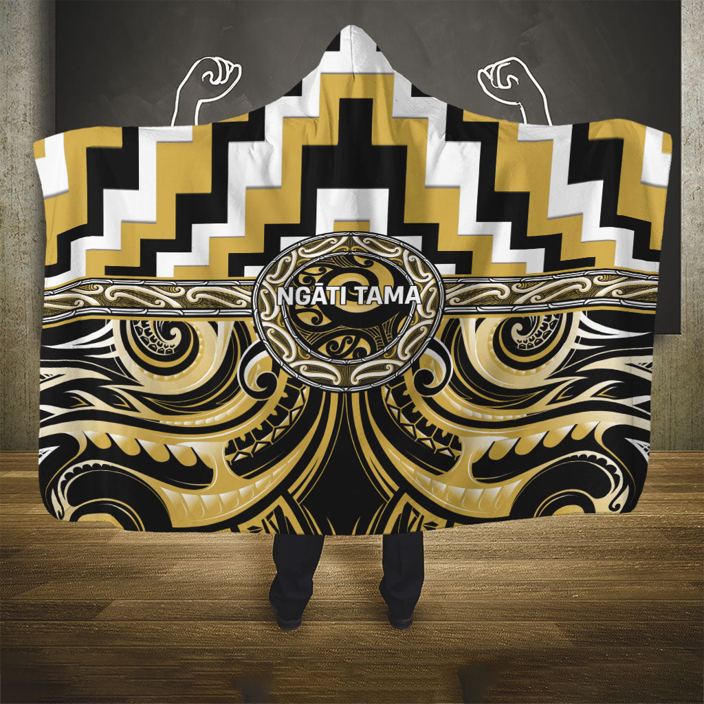 Aotearoa Ngati Tama Hooded Blanket Maori Iwi Poutama Puhoro Tattoo LT14 - Polynesian Pride
