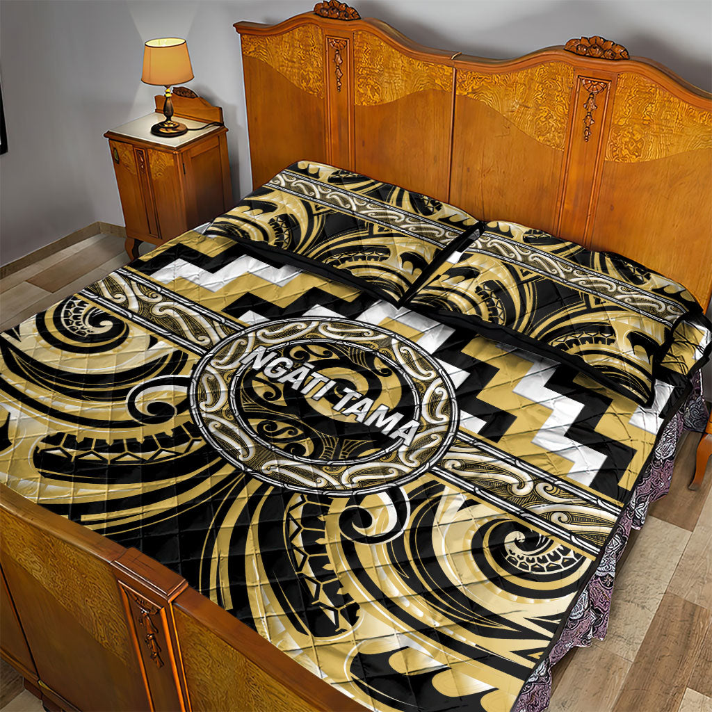 Aotearoa Ngati Tama Quilt Bed Set Maori Iwi Poutama Puhoro Tattoo LT14 - Polynesian Pride
