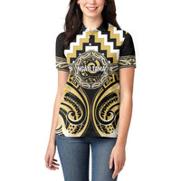Aotearoa Ngati Tama Personalised Women Polo Shirt Maori Iwi Poutama Puhoro Tattoo LT14 - Polynesian Pride