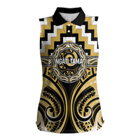 Aotearoa Ngati Tama Personalised Women Sleeveless Polo Shirt Maori Iwi Poutama Puhoro Tattoo LT14 Female Yellow - Polynesian Pride