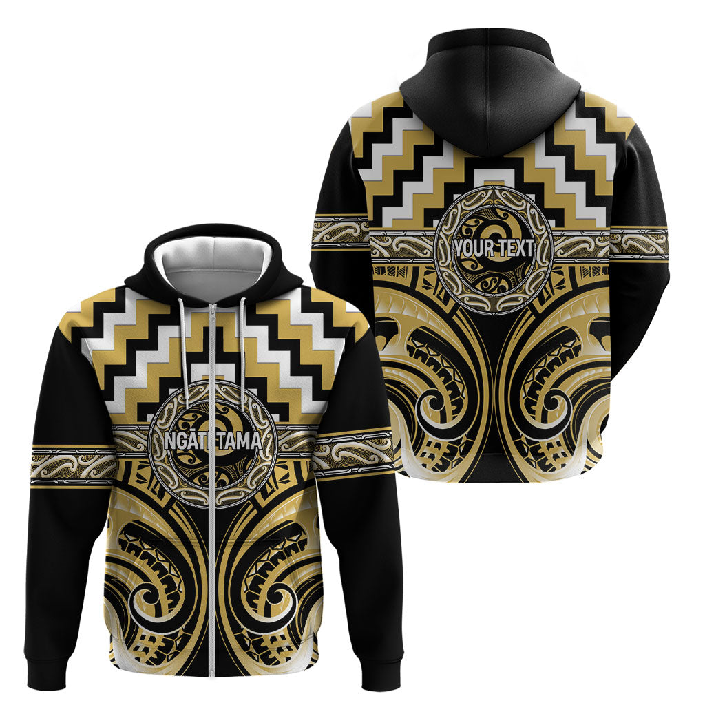 Aotearoa Ngati Tama Personalised Zip Hoodie Maori Iwi Poutama Puhoro Tattoo LT14 - Polynesian Pride