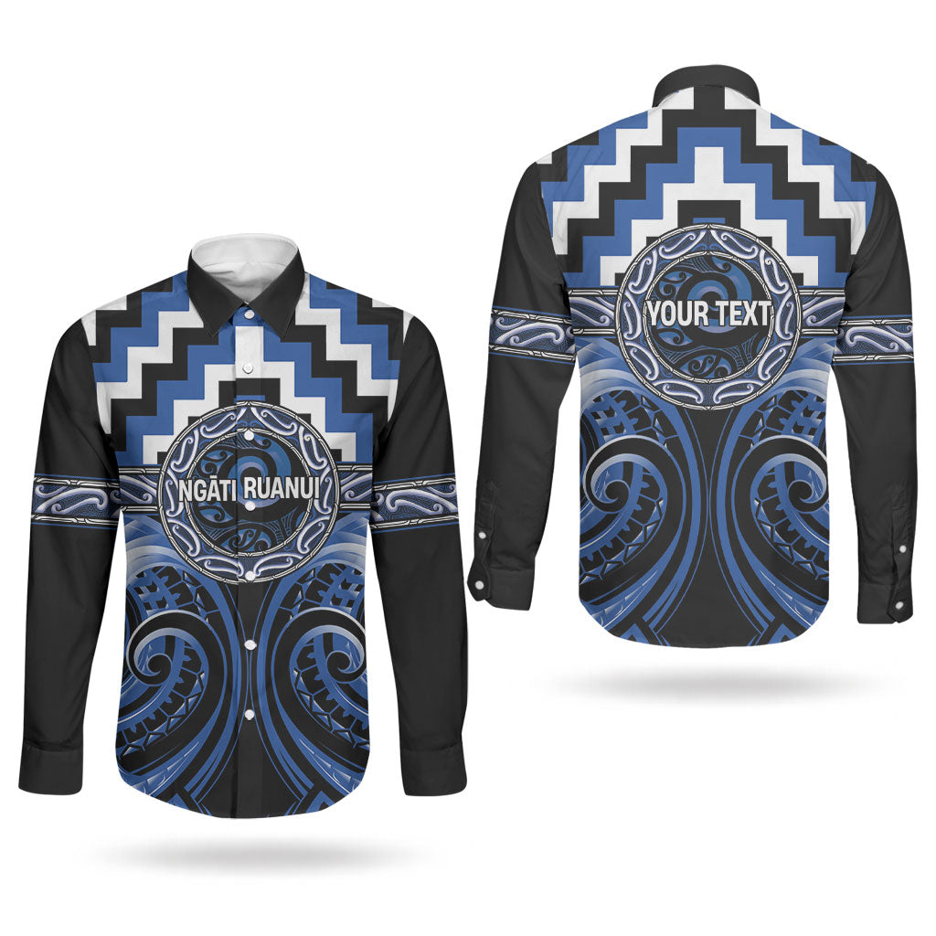 Aotearoa Ngati Ruanui Personalised Couples Matching Summer Maxi Dress and Long Sleeve Button Shirt Maori Iwi Poutama Puhoro Tattoo LT14 - Polynesian Pride