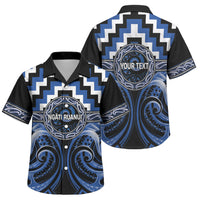 Aotearoa Ngati Ruanui Personalised Family Matching Long Sleeve Bodycon Dress and Hawaiian Shirt Maori Iwi Poutama Puhoro Tattoo LT14 Son's Shirt Blue - Polynesian Pride