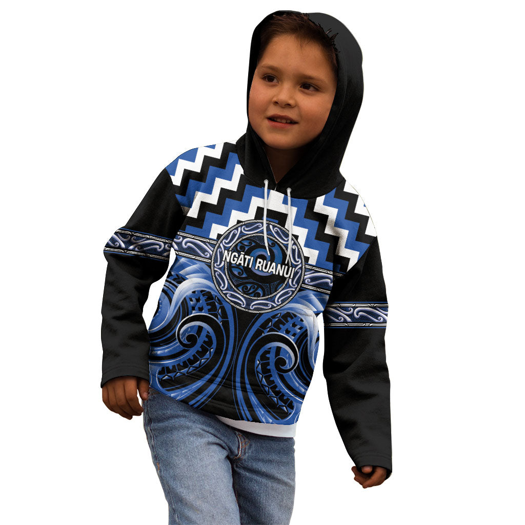 Aotearoa Ngati Ruanui Personalised Kid Hoodie Maori Iwi Poutama Puhoro Tattoo LT14 - Polynesian Pride