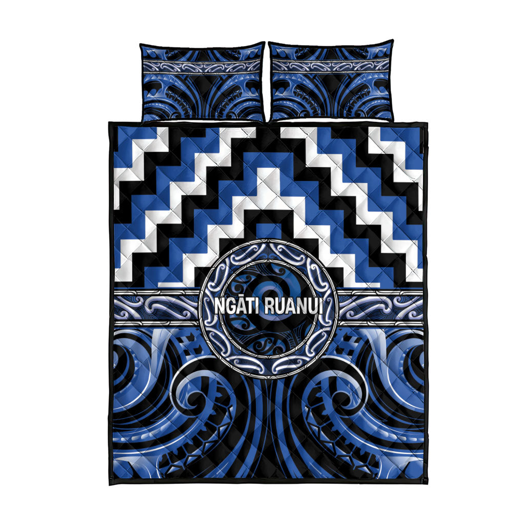 Aotearoa Ngati Ruanui Quilt Bed Set Maori Iwi Poutama Puhoro Tattoo LT14 - Polynesian Pride