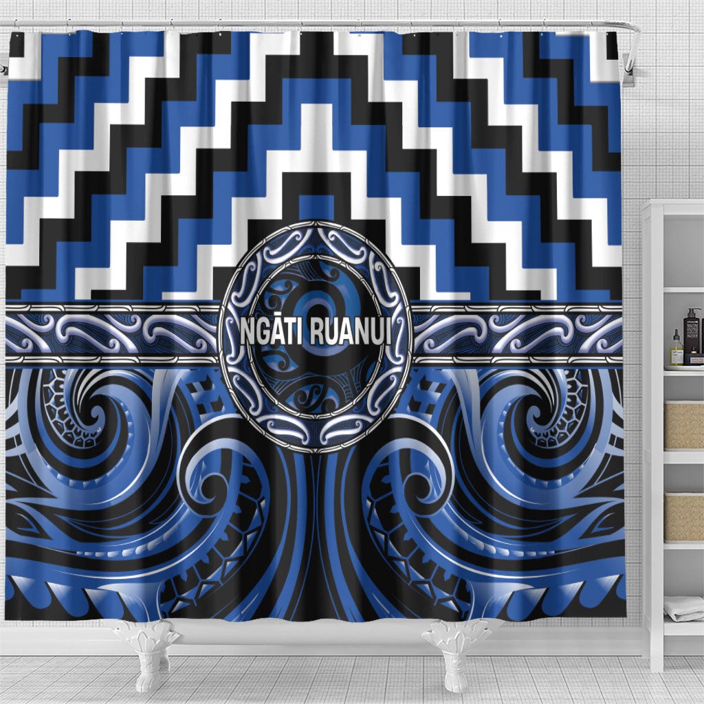 Aotearoa Ngati Ruanui Shower Curtain Maori Iwi Poutama Puhoro Tattoo LT14 - Polynesian Pride