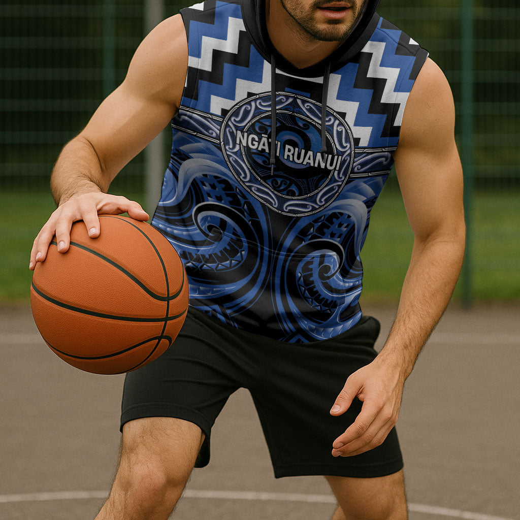 Aotearoa Ngati Ruanui Personalised Sleeveless Hoodie Maori Iwi Poutama Puhoro Tattoo LT14 - Polynesian Pride