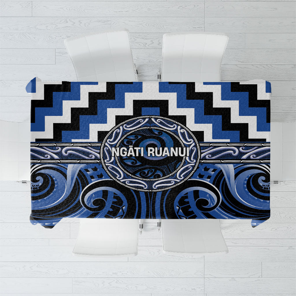 Aotearoa Ngati Ruanui Tablecloth Maori Iwi Poutama Puhoro Tattoo LT14 Blue - Polynesian Pride