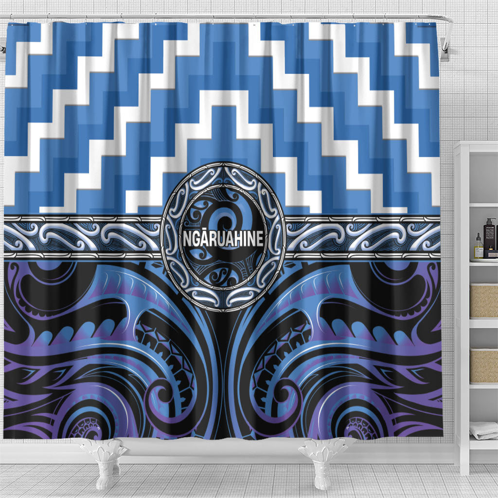 Aotearoa Ngaruahine Shower Curtain Maori Iwi Poutama Puhoro Tattoo LT14 - Polynesian Pride