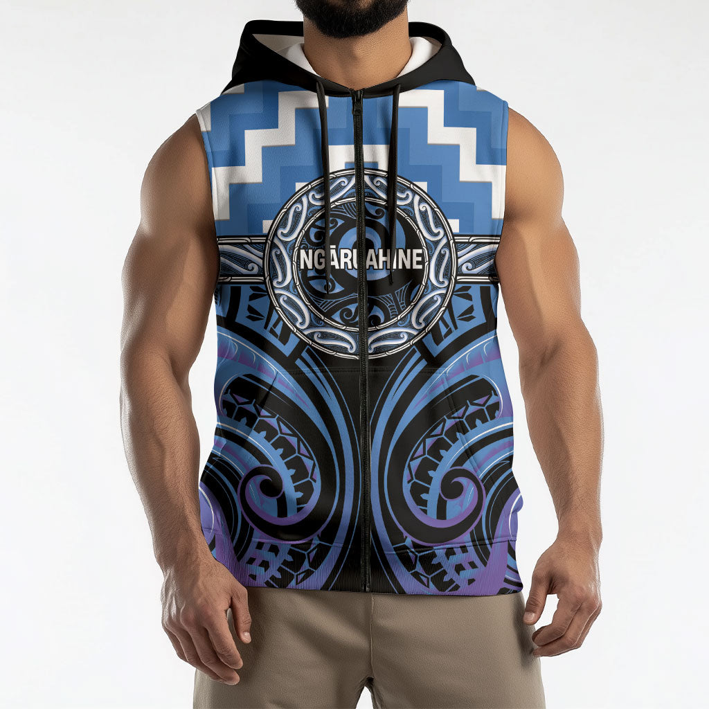 Aotearoa Ngaruahine Personalised Sleeveless Zip Hoodie Maori Iwi Poutama Puhoro Tattoo LT14 - Polynesian Pride
