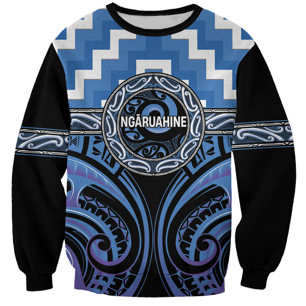 Aotearoa Ngaruahine Personalised Sweatshirt Maori Iwi Poutama Puhoro Tattoo LT14 Unisex Blue - Polynesian Pride