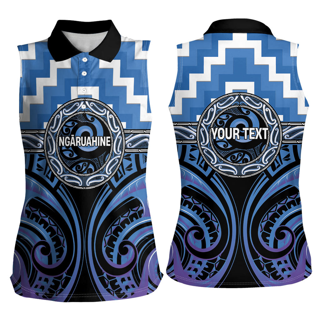 Aotearoa Ngaruahine Personalised Women Sleeveless Polo Shirt Maori Iwi Poutama Puhoro Tattoo LT14 - Polynesian Pride
