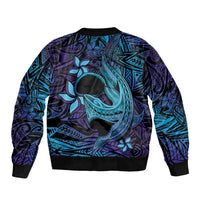 Nukuoro Atoll Bomber Jacket Polynesian Shark Tattoo Purple Gradient Vibes LT14 - Polynesian Pride