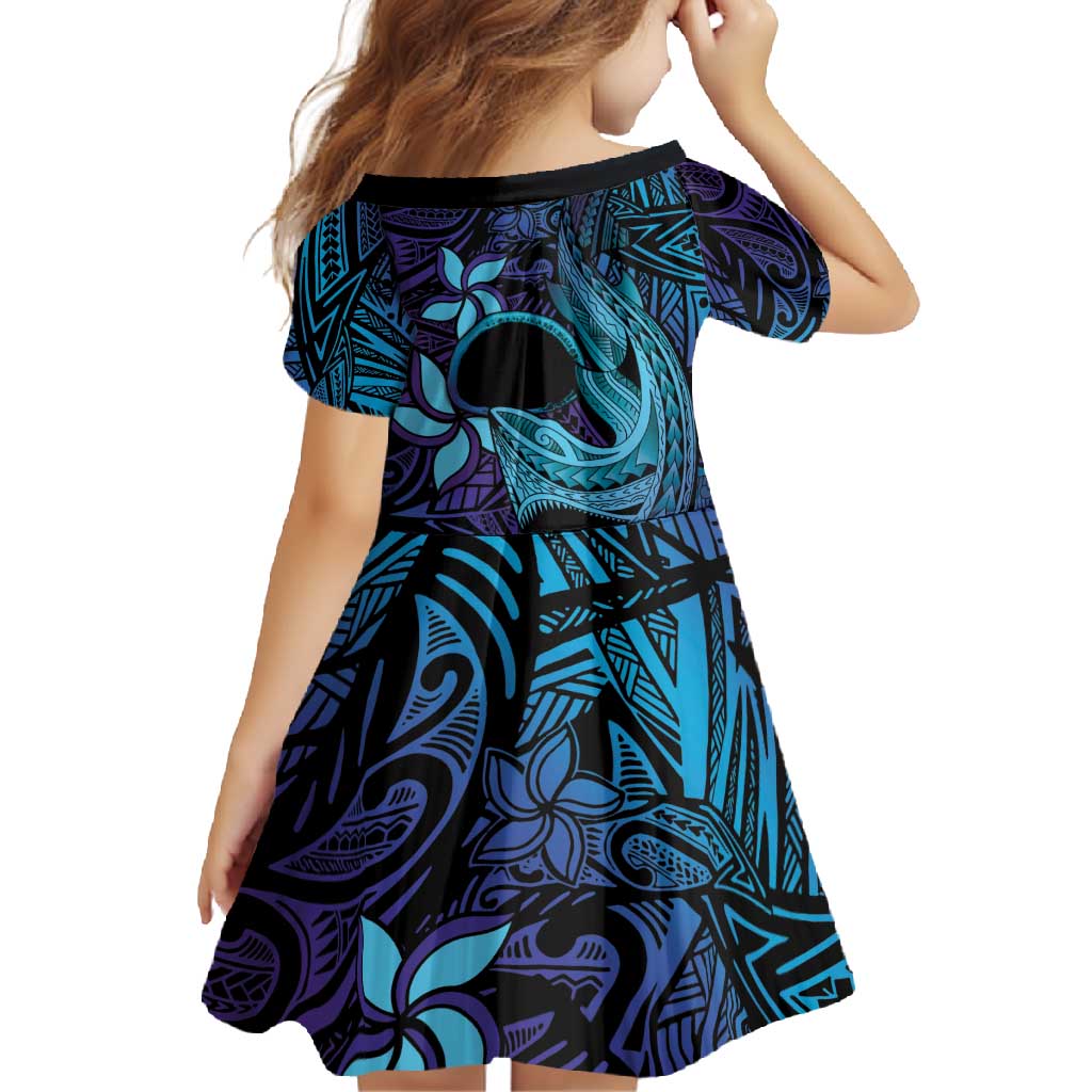 Nukuoro Atoll Family Matching Mermaid Dress and Hawaiian Shirt Polynesian Shark Tattoo Purple Gradient Vibes LT14 - Polynesian Pride