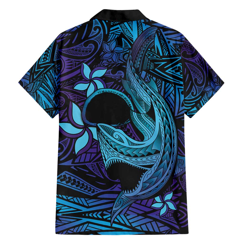 Nukuoro Atoll Family Matching Off Shoulder Maxi Dress and Hawaiian Shirt Polynesian Shark Tattoo Purple Gradient Vibes LT14 - Polynesian Pride