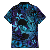 Nukuoro Atoll Family Matching Puletasi and Hawaiian Shirt Polynesian Shark Tattoo Purple Gradient Vibes LT14 - Polynesian Pride