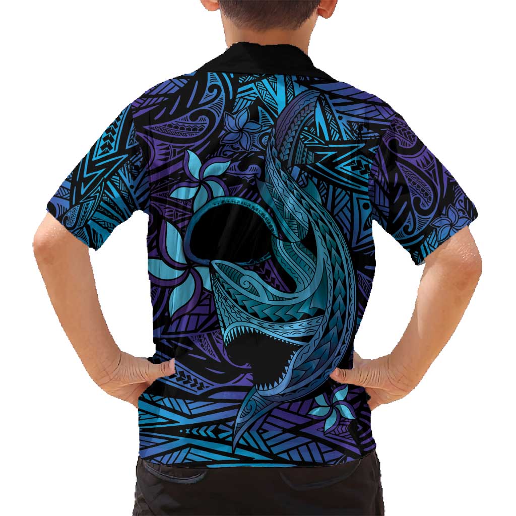 Nukuoro Atoll Family Matching Tank Maxi Dress and Hawaiian Shirt Polynesian Shark Tattoo Purple Gradient Vibes LT14 - Polynesian Pride