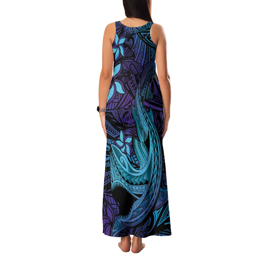 Nukuoro Atoll Family Matching Tank Maxi Dress and Hawaiian Shirt Polynesian Shark Tattoo Purple Gradient Vibes LT14 - Polynesian Pride