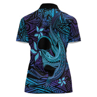 Nukuoro Atoll Women Polo Shirt Polynesian Shark Tattoo Purple Gradient Vibes LT14 - Polynesian Pride
