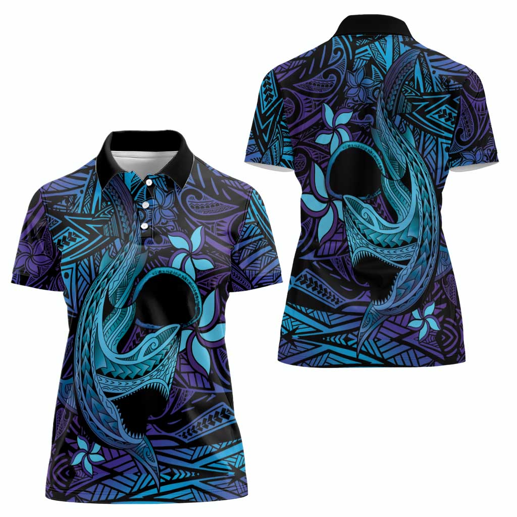 Nukuoro Atoll Women Polo Shirt Polynesian Shark Tattoo Purple Gradient Vibes LT14 - Polynesian Pride