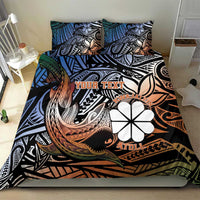Personalised Kwajalein Atoll Bedding Set Polynesian Shark Tattoo Gradient Vibes