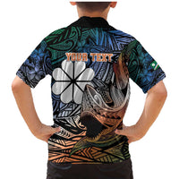 Personalised Kwajalein Atoll Family Matching Mermaid Dress and Hawaiian Shirt Polynesian Shark Tattoo Gradient Vibes LT14 - Polynesian Pride