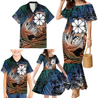 Personalised Kwajalein Atoll Family Matching Mermaid Dress and Hawaiian Shirt Polynesian Shark Tattoo Gradient Vibes LT14 - Polynesian Pride