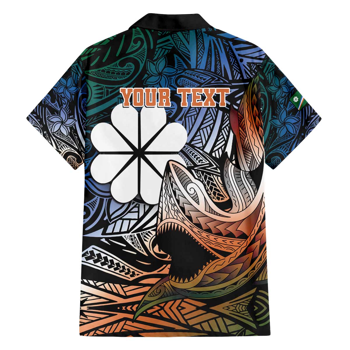 Personalised Kwajalein Atoll Family Matching Off Shoulder Short Dress and Hawaiian Shirt Polynesian Shark Tattoo Gradient Vibes LT14 - Polynesian Pride