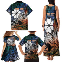 Personalised Kwajalein Atoll Family Matching Tank Maxi Dress and Hawaiian Shirt Polynesian Shark Tattoo Gradient Vibes LT14 - Polynesian Pride