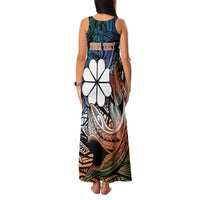 Personalised Kwajalein Atoll Family Matching Tank Maxi Dress and Hawaiian Shirt Polynesian Shark Tattoo Gradient Vibes LT14 - Polynesian Pride