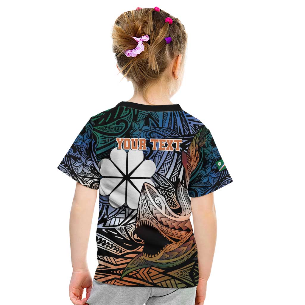 Personalised Kwajalein Atoll Kid T Shirt Polynesian Shark Tattoo Gradient Vibes