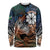 Personalised Kwajalein Atoll Long Sleeve Shirt Polynesian Shark Tattoo Gradient Vibes