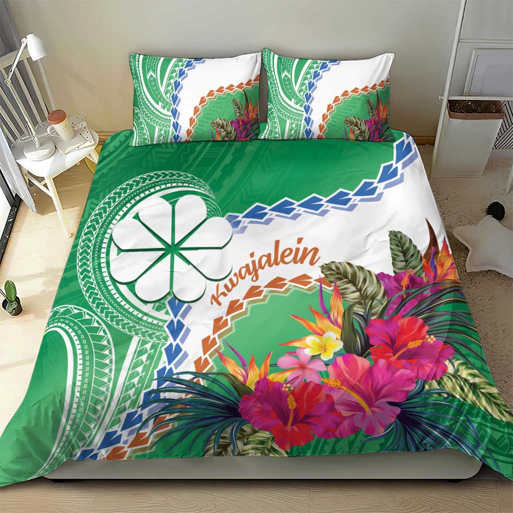Marshall Islands Kwajalein Atoll Bedding Set Curves Polynesian Mix Tropical Flowers