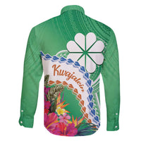 Marshall Islands Kwajalein Atoll Family Matching Long Sleeve Bodycon Dress and Hawaiian Shirt Curves Polynesian Mix Tropical Flowers LT14 - Polynesian Pride