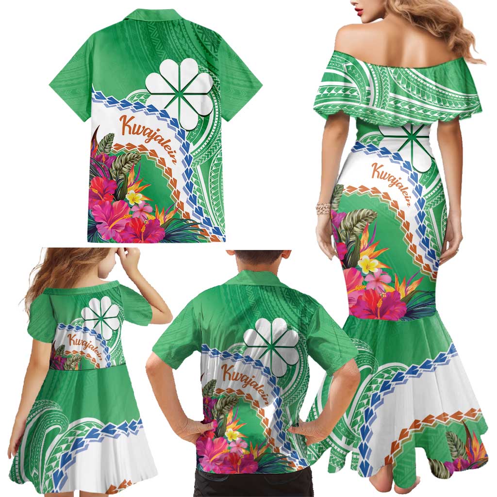 Marshall Islands Kwajalein Atoll Family Matching Mermaid Dress and Hawaiian Shirt Curves Polynesian Mix Tropical Flowers LT14 - Polynesian Pride