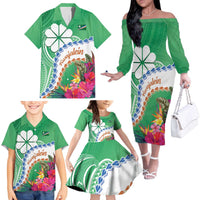 Marshall Islands Kwajalein Atoll Family Matching Off The Shoulder Long Sleeve Dress and Hawaiian Shirt Curves Polynesian Mix Tropical Flowers LT14 - Polynesian Pride