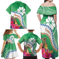 Marshall Islands Kwajalein Atoll Family Matching Off Shoulder Maxi Dress and Hawaiian Shirt Curves Polynesian Mix Tropical Flowers LT14 - Polynesian Pride