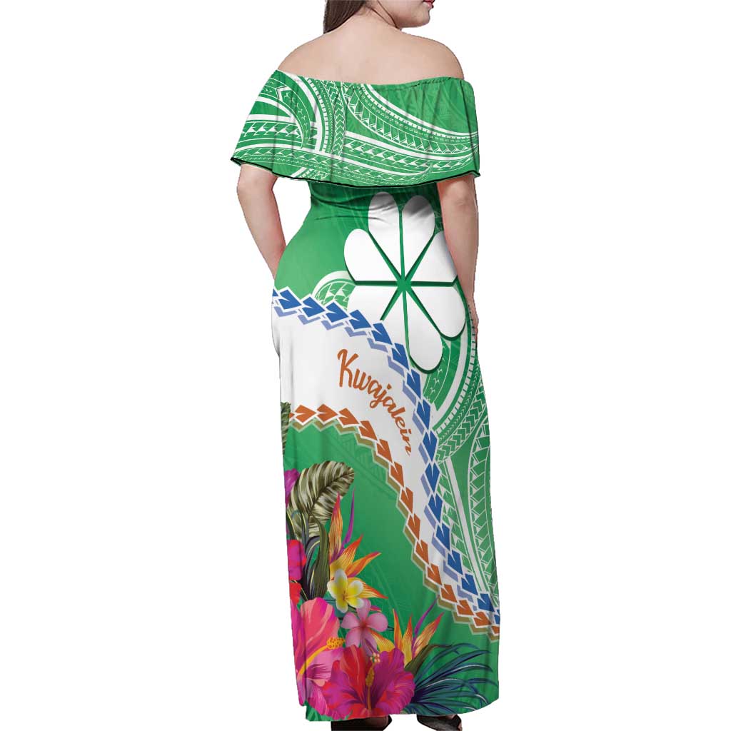 Marshall Islands Kwajalein Atoll Family Matching Off Shoulder Maxi Dress and Hawaiian Shirt Curves Polynesian Mix Tropical Flowers LT14 - Polynesian Pride