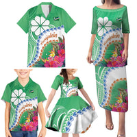 Marshall Islands Kwajalein Atoll Family Matching Puletasi and Hawaiian Shirt Curves Polynesian Mix Tropical Flowers LT14 - Polynesian Pride
