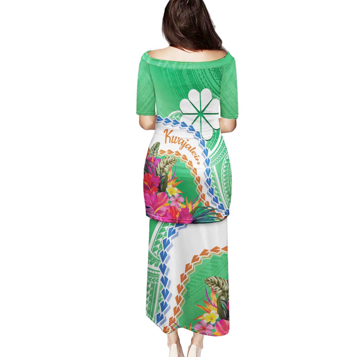 Marshall Islands Kwajalein Atoll Family Matching Puletasi and Hawaiian Shirt Curves Polynesian Mix Tropical Flowers LT14 - Polynesian Pride
