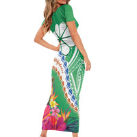 Marshall Islands Kwajalein Atoll Family Matching Short Sleeve Bodycon Dress and Hawaiian Shirt Curves Polynesian Mix Tropical Flowers LT14 - Polynesian Pride