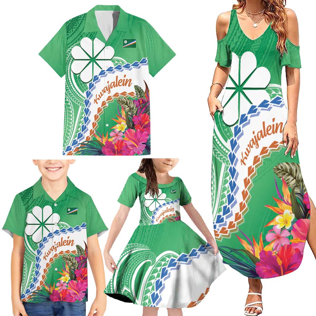 Marshall Islands Kwajalein Atoll Family Matching Summer Maxi Dress and Hawaiian Shirt Curves Polynesian Mix Tropical Flowers LT14 - Polynesian Pride