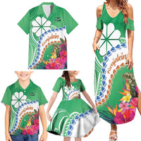 Marshall Islands Kwajalein Atoll Family Matching Summer Maxi Dress and Hawaiian Shirt Curves Polynesian Mix Tropical Flowers LT14 - Polynesian Pride
