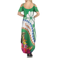 Marshall Islands Kwajalein Atoll Family Matching Summer Maxi Dress and Hawaiian Shirt Curves Polynesian Mix Tropical Flowers LT14 - Polynesian Pride