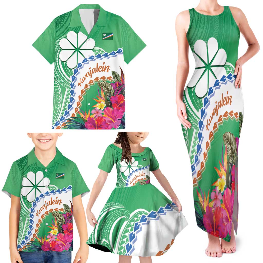 Marshall Islands Kwajalein Atoll Family Matching Tank Maxi Dress and Hawaiian Shirt Curves Polynesian Mix Tropical Flowers LT14 - Polynesian Pride