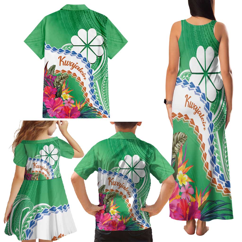 Marshall Islands Kwajalein Atoll Family Matching Tank Maxi Dress and Hawaiian Shirt Curves Polynesian Mix Tropical Flowers LT14 - Polynesian Pride